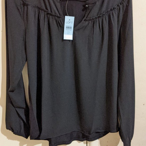 Petite Split Neck Mixed Media Top (Long Sleeve) - Picture 2 of 3